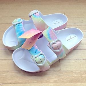 Stoney Clover Lane + Target Tie-Dye Heart Buckle slides sandals